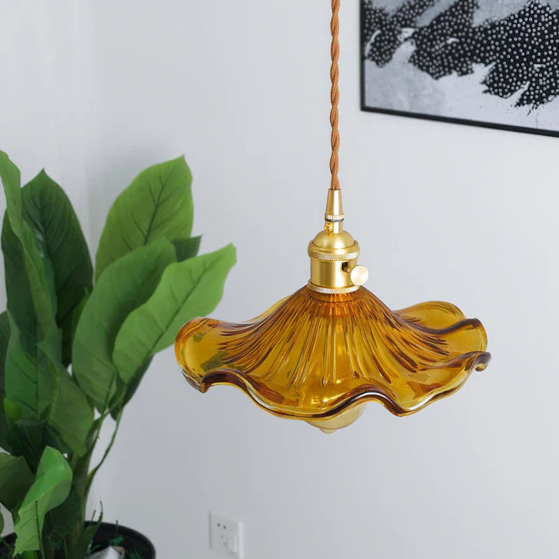 Luminaire Pendentif Hibiscus en Verre Soufflé