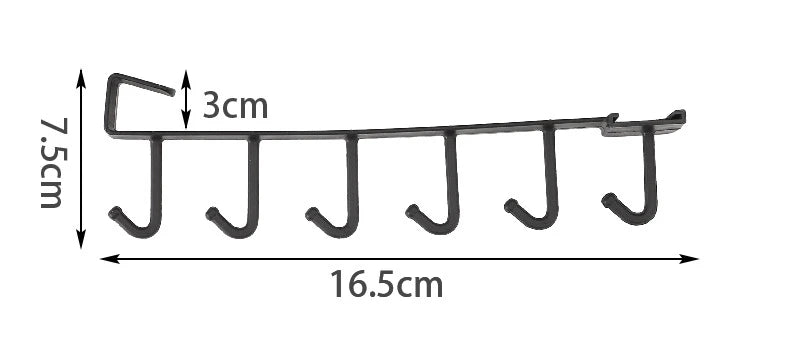 Support Multifonction à 6 Crochets pour Tasses – Rangement Suspendu pour Armoire de Cuisine