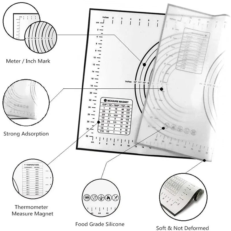 Tapis de Pâtisserie en Silicone Antiadhésif – Tapis de Pétrissage et de Cuisson