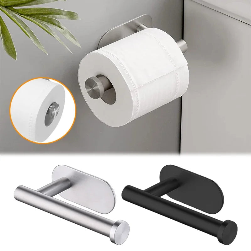 No Drilling Toilet Paper Holder SUS304 Stainless Steel Self Adhesive Wall Mount Tissue Towel Roll Dispenser for Bathroom Kitchen