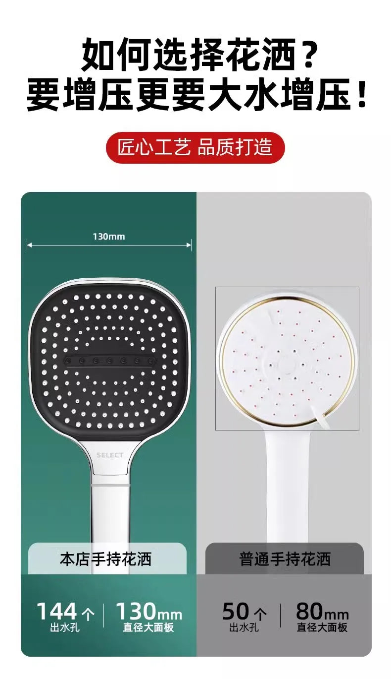 New 13CM Large Panel 3 Modes Shower Head High Pressure Water Massage Shower Head With Filter Element Bathroom Accessories