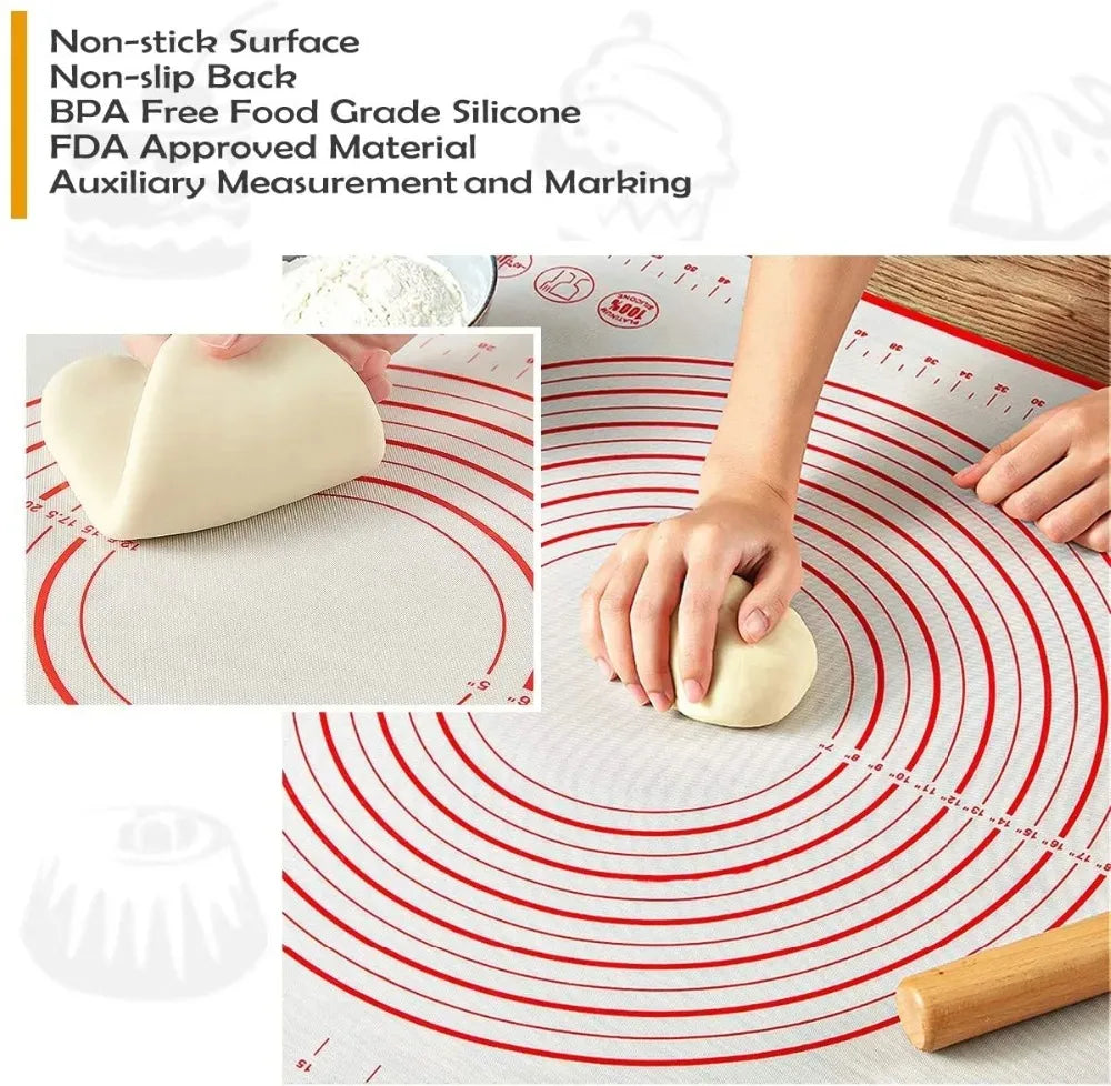 Tapis de Pâtisserie en Silicone Antiadhésif – Tapis de Pétrissage et de Cuisson