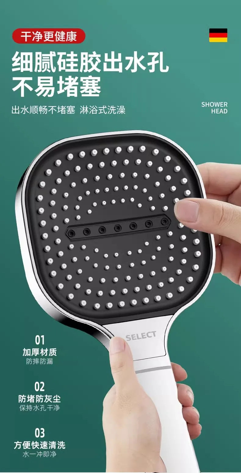 New 13CM Large Panel 3 Modes Shower Head High Pressure Water Massage Shower Head With Filter Element Bathroom Accessories