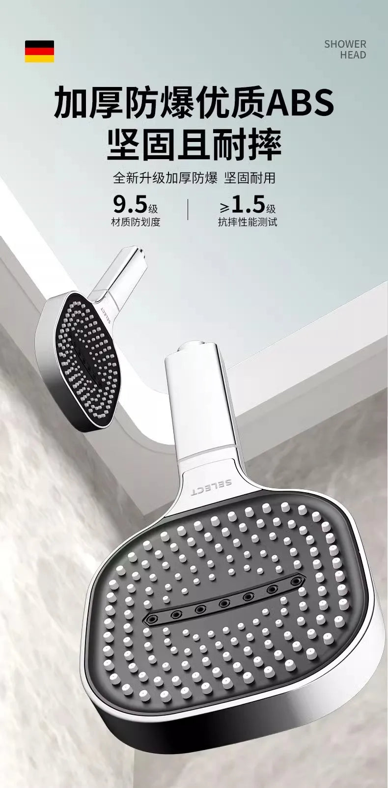 New 13CM Large Panel 3 Modes Shower Head High Pressure Water Massage Shower Head With Filter Element Bathroom Accessories