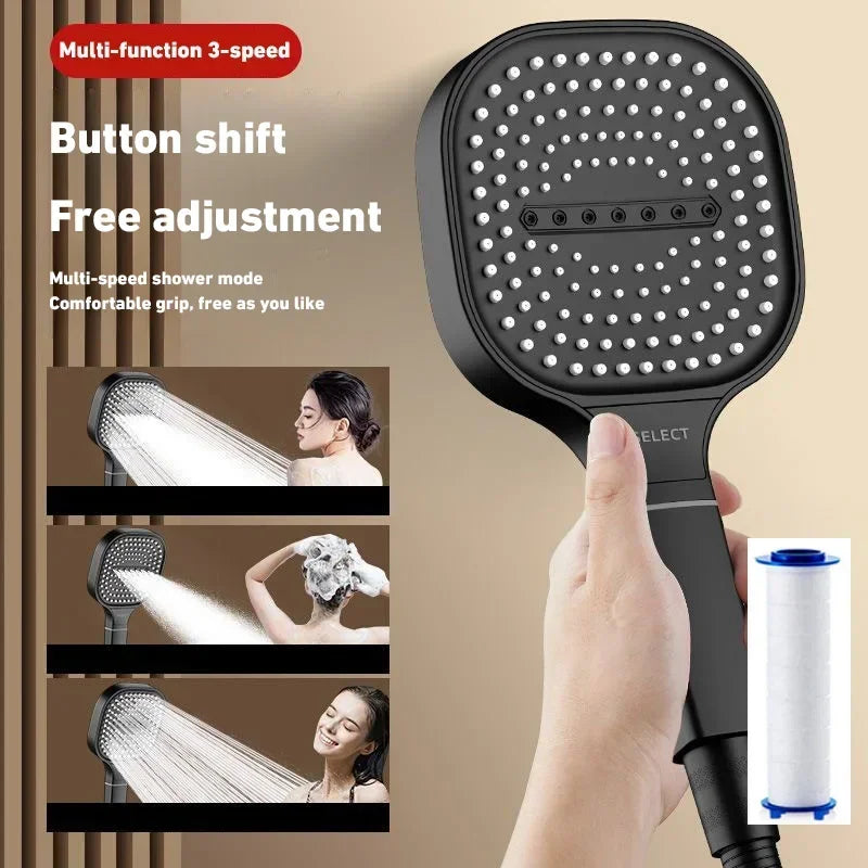 Xiaomi 13cm Large Panel 3Modes Adjustable Home Shower Head  High Pressure Massage ShowerHead Filter Element Bathroom Accessories