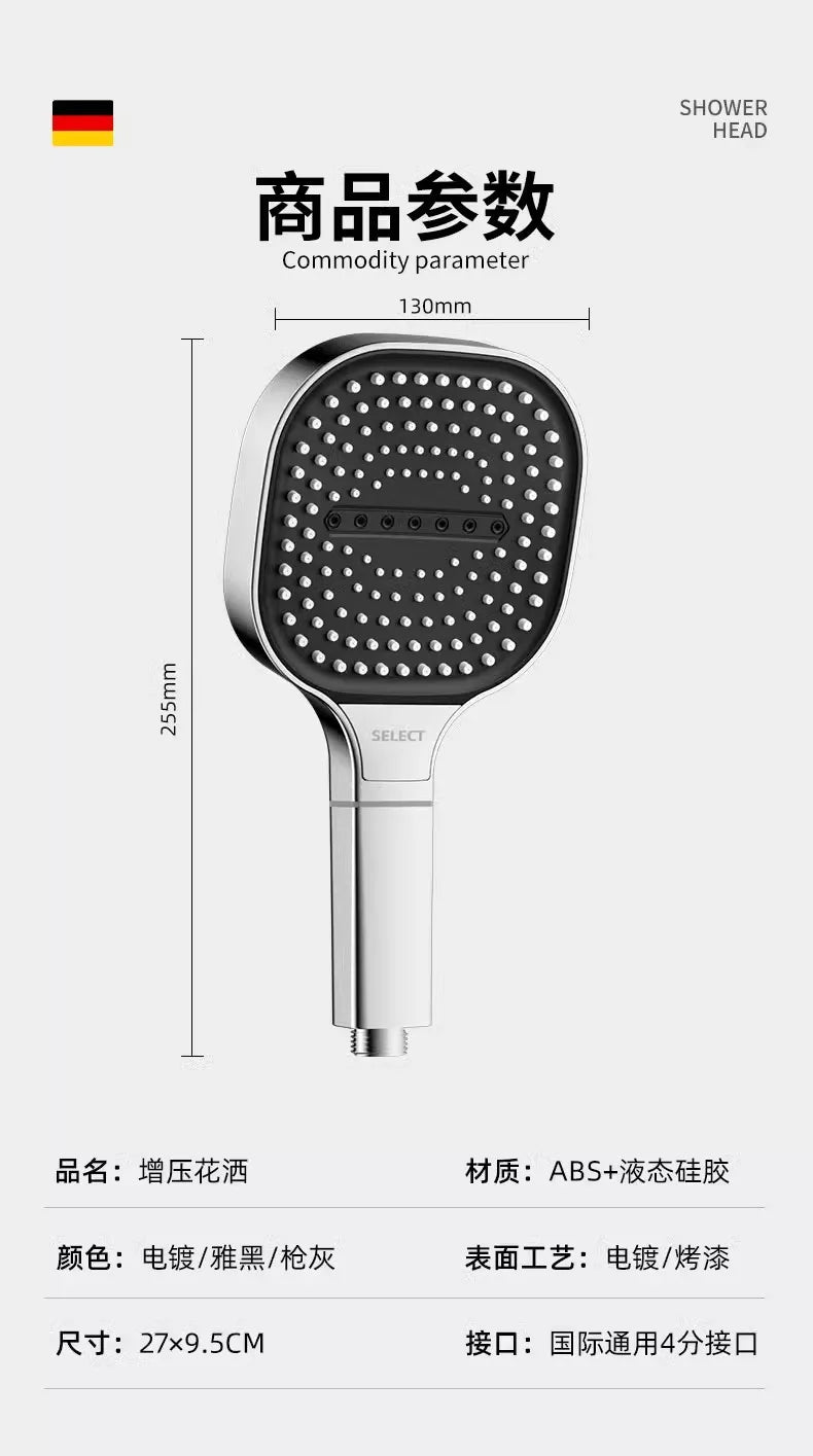 New 13CM Large Panel 3 Modes Shower Head High Pressure Water Massage Shower Head With Filter Element Bathroom Accessories