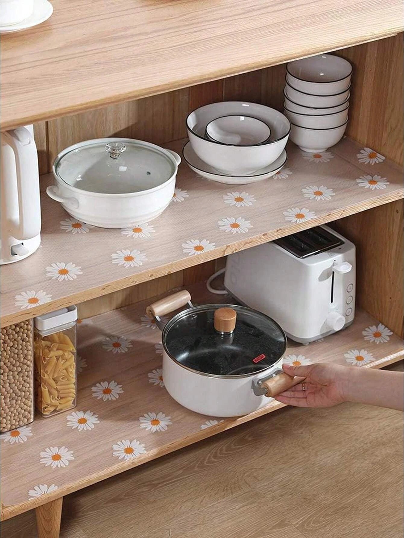 1 Roll  Shelf Liner For Kitchen Cabinets EVA Waterproof Fridge Pad Cupboard Mat Easy Placemats Non-Adhesive Drawer Liner