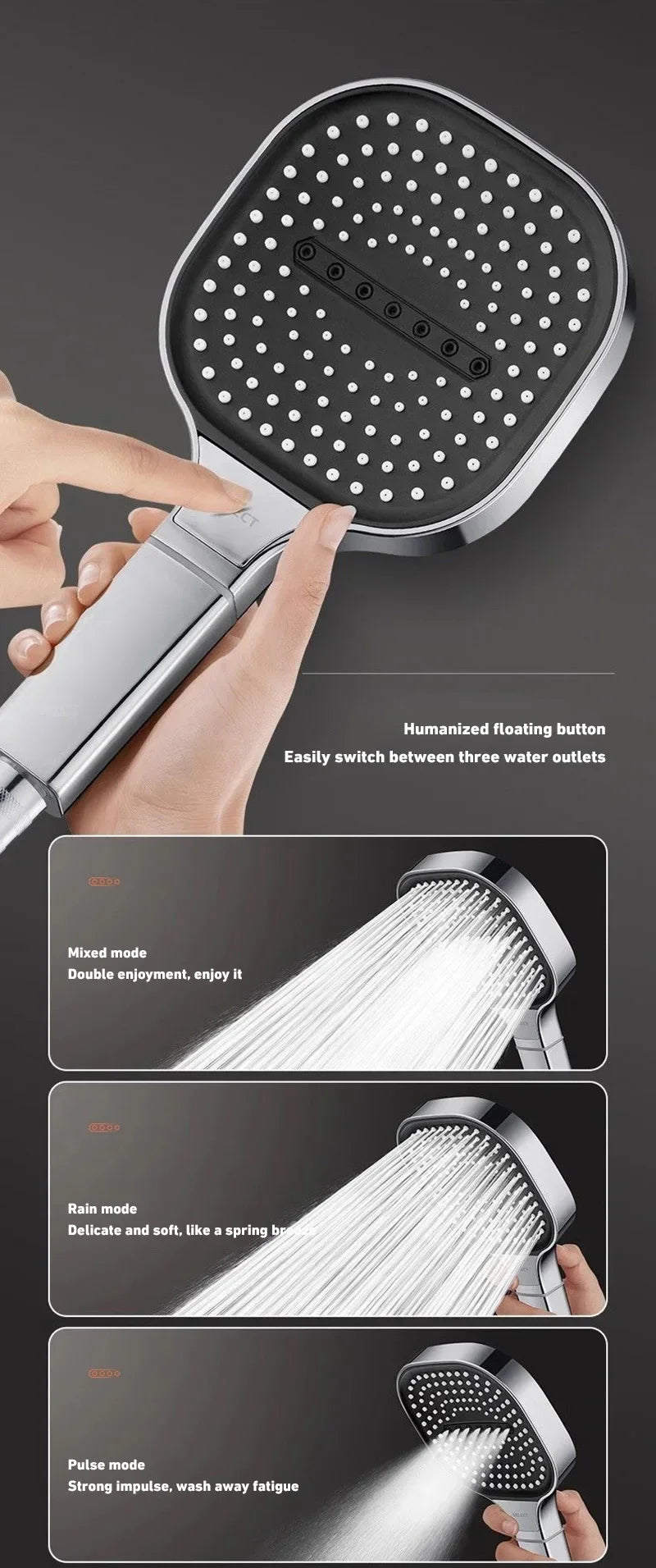 Xiaomi 13cm Large Panel 3Modes Adjustable Home Shower Head  High Pressure Massage ShowerHead Filter Element Bathroom Accessories