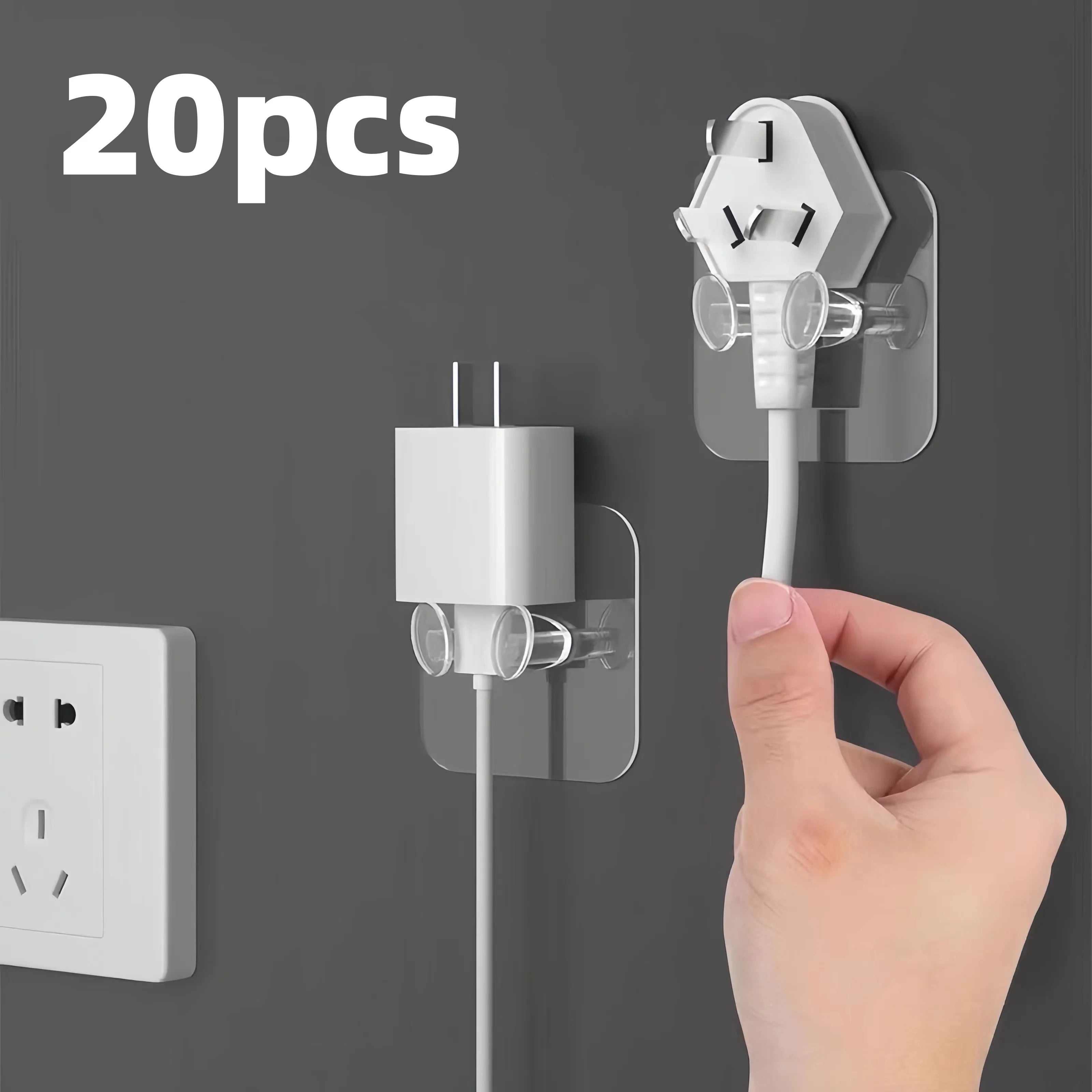 1-10 Pcs Wall Storage Hook Punch-free Power Plug Socket Holder Kitchen Stealth Hook Wall Adhesive Hanger Bathroom