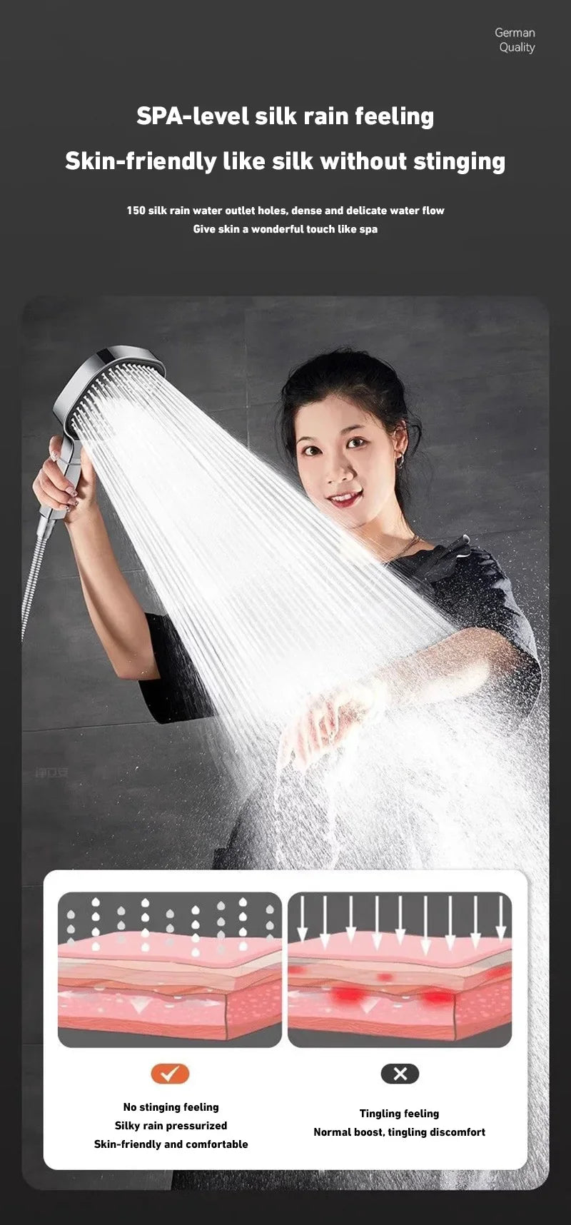 Xiaomi 13cm Large Panel 3Modes Adjustable Home Shower Head  High Pressure Massage ShowerHead Filter Element Bathroom Accessories