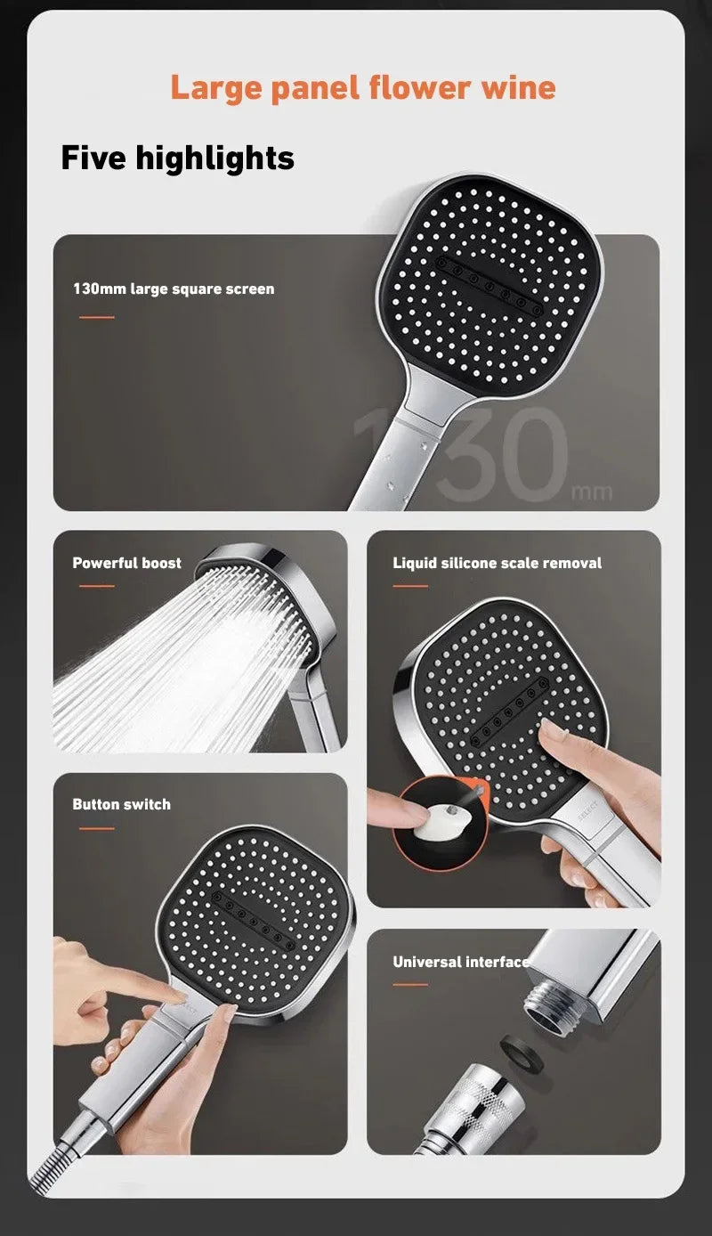 Xiaomi 13cm Large Panel 3Modes Adjustable Home Shower Head  High Pressure Massage ShowerHead Filter Element Bathroom Accessories