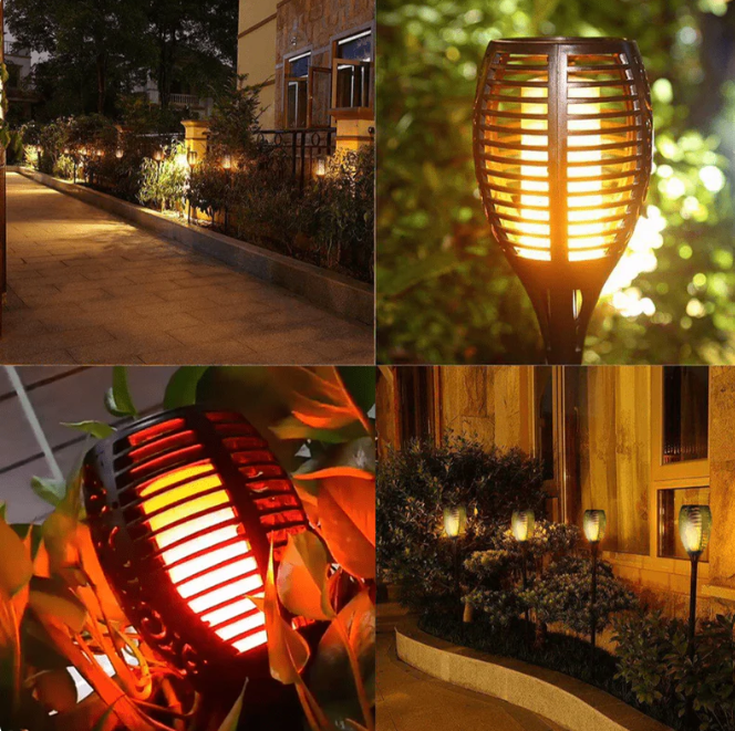 Lampe Solaire Effet Flamme pour Jardin