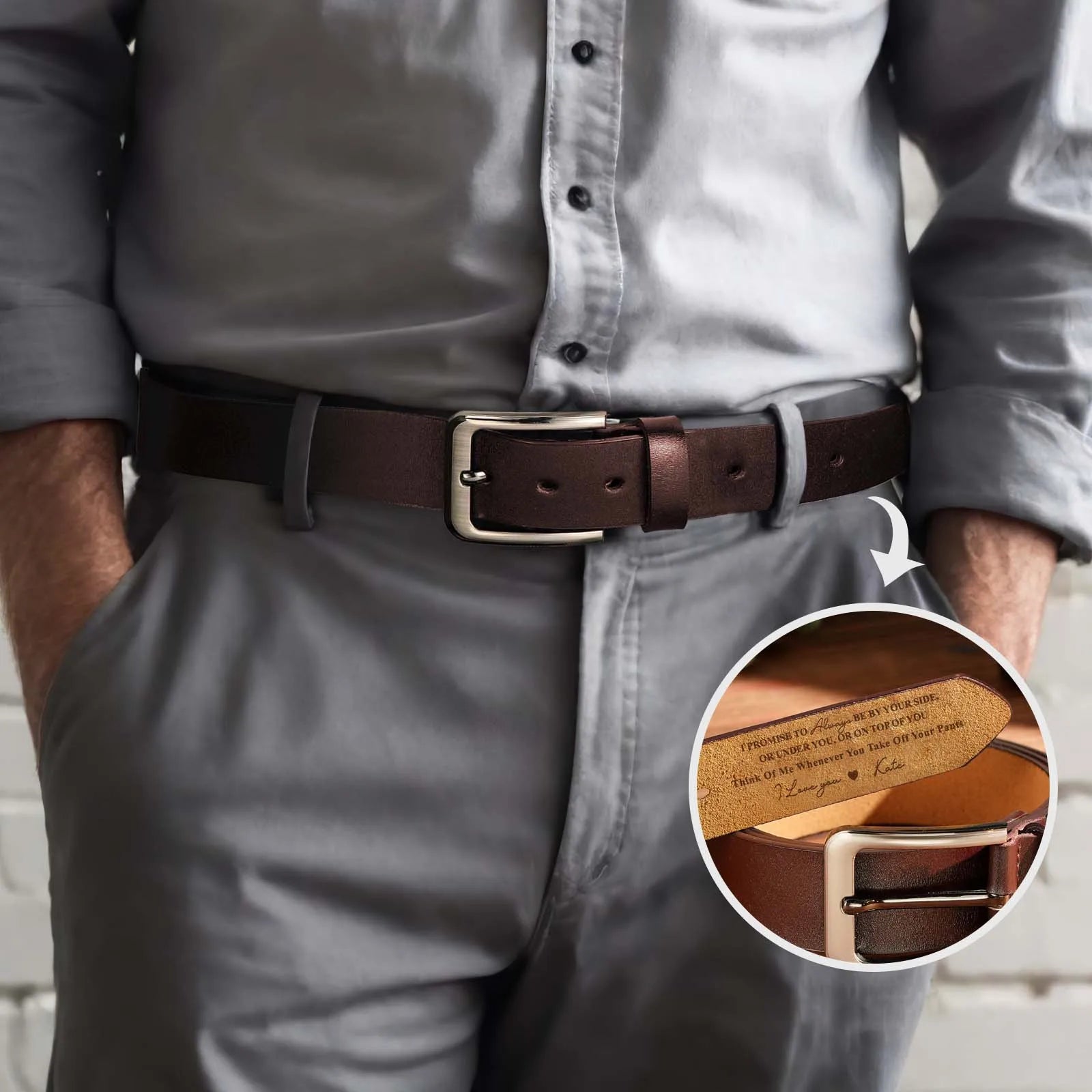 Ceinture nominative en cuir personnalisée