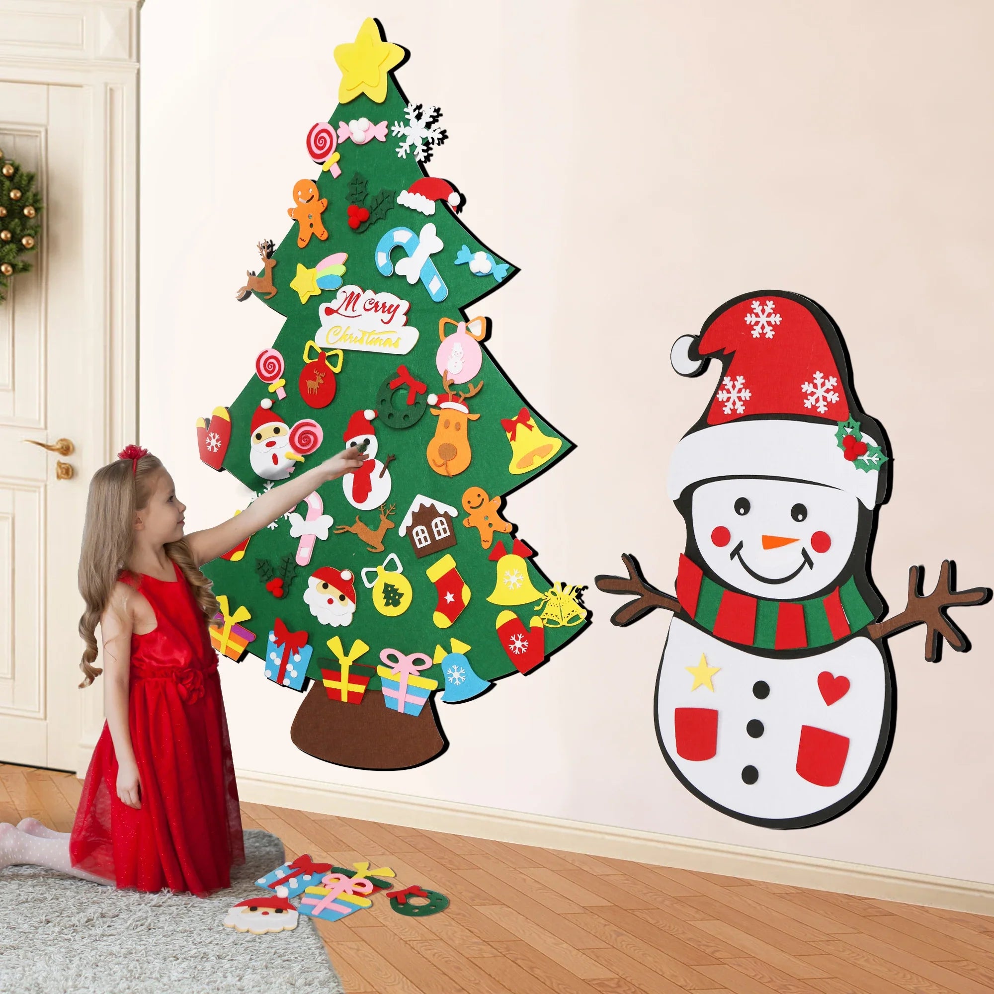 Bonhomme de neige en feutre Montessori DIY pour sapin de Noël