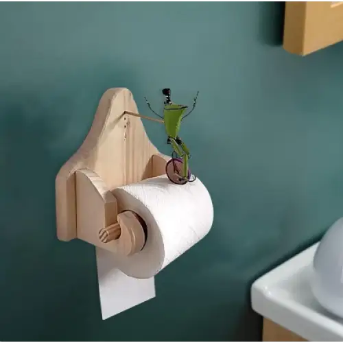 Porte-Papier Toilette Original Grenouille à Vélo